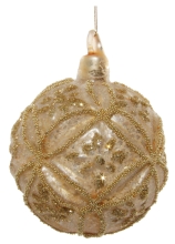 Glass ball, Shishi, gold with silver beads, 6 cm, art. 54634