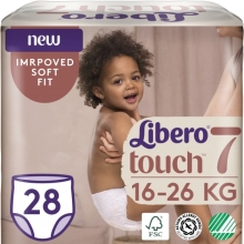 Touch 7 panty diapers, Libero, 16-26 kg, 28 pcs., art. 7322541092386