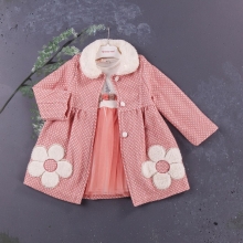 Детское пальто с ромашками и платье Baby Rose на 1-4 года, комплект двойка (3838)