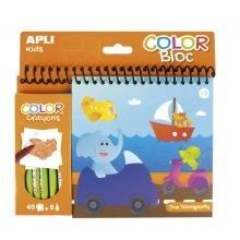 Apli Kids™ | Coloring book + colored pencils: transport, Spain (15207)