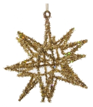 Новогодний декор Звезда 3D в золотой мишуре, Shishi, металлическая, 16 см, арт. 58436