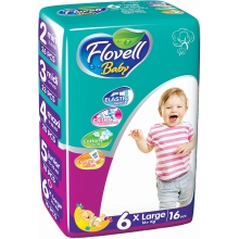 Підгузки дитячі Flovell Baby ECO Pack №6 (16шт) 16+ кг