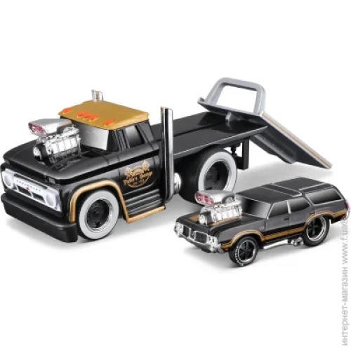 Набір іграшковий Muscle Transport трейлер-транспортер та машинка, серії Muscle Machines в асорти, Maisto (15328) / Іграшки № 23 Kids Republic Набір іграшковий Muscle Transport трейлер-транспортер та машинка, серії Muscle Machines в асорти, Maisto (15328) / Іграшки № 23