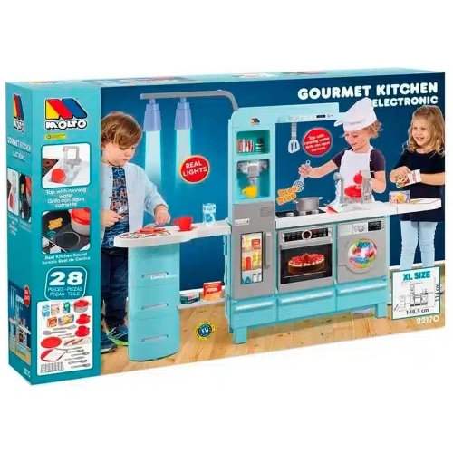 Дитяча ігрова кухня Gourmet Kitchen зі світлом та звуковими ефектами, 28 предметів, блакитна, Molto (22170) / Кухні ігрові № 4
