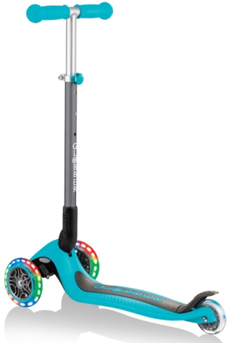 PRIMO FOLDABLE LIGHTS series scooter, turquoise, illuminated wheels, 50kg, 3+, Globber (02503) / Balance Bikes № 9