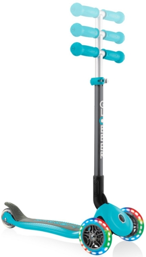 PRIMO FOLDABLE LIGHTS series scooter, turquoise, illuminated wheels, 50kg, 3+, Globber (02503) / Balance Bikes № 10