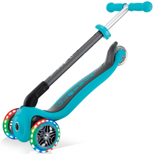 PRIMO FOLDABLE LIGHTS series scooter, turquoise, illuminated wheels, 50kg, 3+, Globber (02503) / Balance Bikes № 5