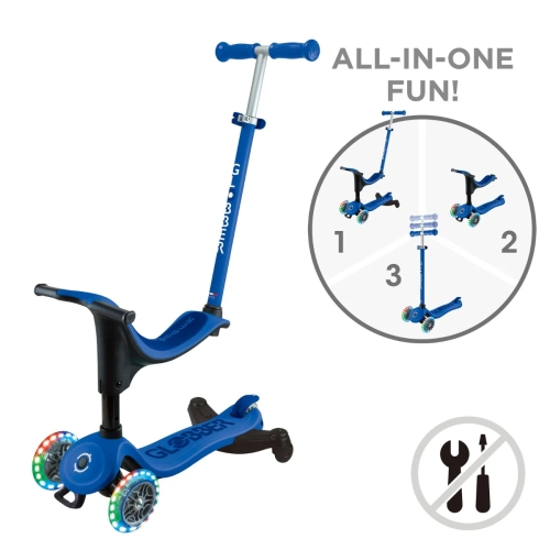 Самокат серии GO UP SPORTY 360 синий, до 20-50кг 1+, колеса с подсветкой, Globber (11406) / Самокаты № 8