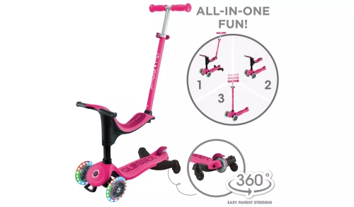 Самокат серии GO UP SPORTY 360 фуксия, до 20-50кг 1+, колеса с подсветкой, Globber (11420) / Самокаты № 2