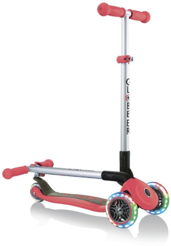 Scooter series PRIMO FOLDABLE LIGHTS, red, wheels with illumination, up to 50 kg, 3+, Globber (84886) / Balance Bikes № 8
