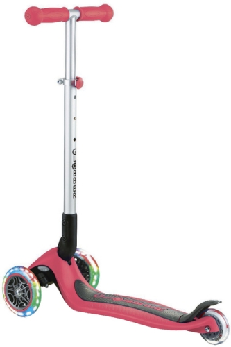 Scooter series PRIMO FOLDABLE LIGHTS, red, wheels with illumination, up to 50 kg, 3+, Globber (84886) / Balance Bikes