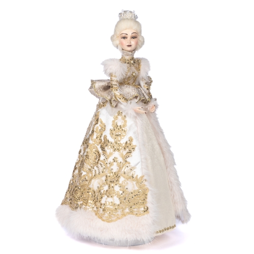 Decor Snow Queen with stand and box cream-gold height 62cm, GoodWill (J58455) / Christmas Decorations
