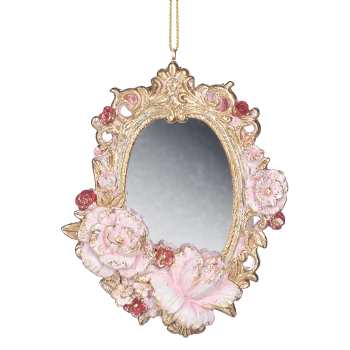 Christmas tree decoration Mirror with flowers height 12cm, GoodWill (MC38374) / Christmas Decorations