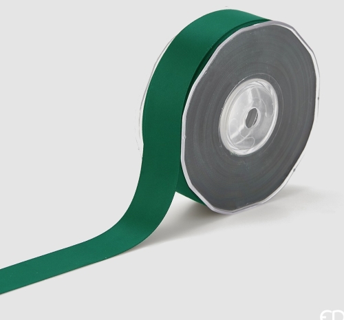 Двойная сатиновая лента зеленая 10мм в рулоне, Enzo De Gasperi (EDG Italy) 93322 / Новогодний декор № 2