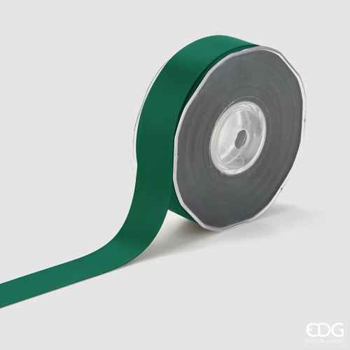 Подвійна сатинова стрічка зелена 10мм в рулоні, Enzo De Gasperi (EDG Italy) 93322 / Новорічний декор