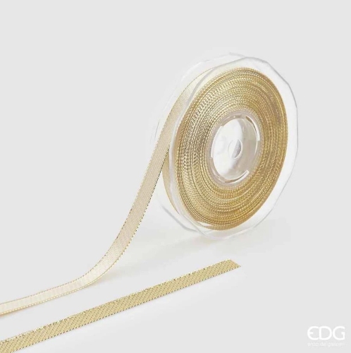 Стрічка золота 10мм в рулоні, Enzo De Gasperi (EDG Italy) 54047 / Новорічний декор