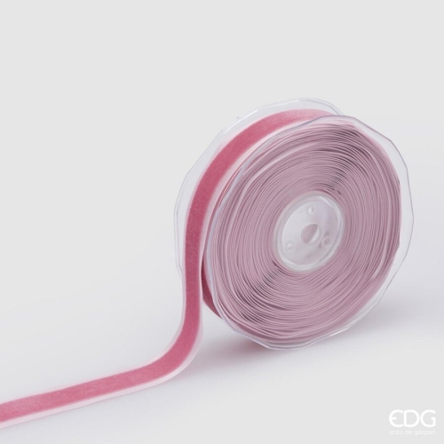 Двойная лента розовая 23мм в рулоне, Enzo De Gasperi (EDG Italy) 06296 / Новогодний декор № 2