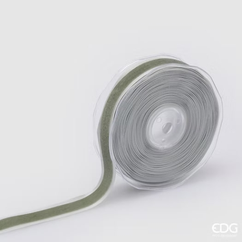 Подвійна стрічка сіро-зелена 23мм в рулоні, Enzo De Gasperi (EDG Italy) 06395 / Новорічний декор