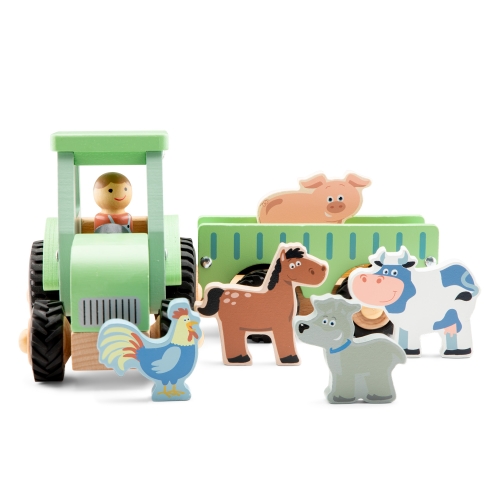 Toy Set Tractor with trailer and 5 animals, New Classic Toys (19362) / Play Sets № 5 Kids Republic Toy Set Tractor with trailer and 5 animals, New Classic Toys (19362) / Play Sets № 5