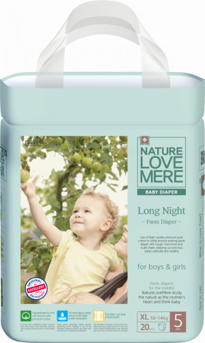 Подгузники-трусики детские Long Night, Nature Love Mere, размер XL [10-14 kg], 20 шт.