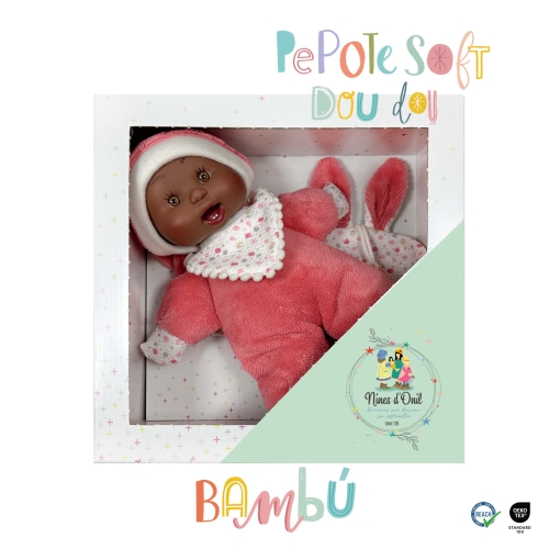 Pups, SOFT DOUDOU series, in coral clothes in a box, 26cm, Nines d`Onil (04323) / Dolls № 3