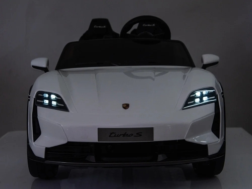 Детский электрический игрушечный автомобиль Porsche Taycan Turbo S двухместный белый, ROLLZONE (48393) / Электромобили № 11