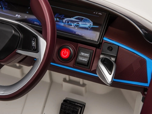 Детский электрический игрушечный автомобиль BMW i4 белого цвета, ROLLZONE (38667) / Электромобили № 10