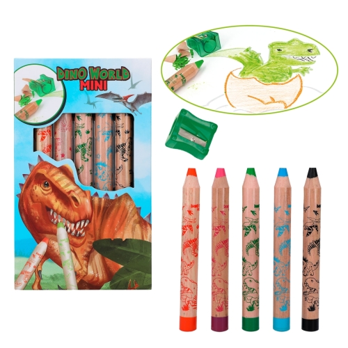 A set of colored mini pencils with a chin Dino World, Depesche (12180) / Drawing Kids Republic A set of colored mini pencils with a chin Dino World, Depesche (12180) / Drawing