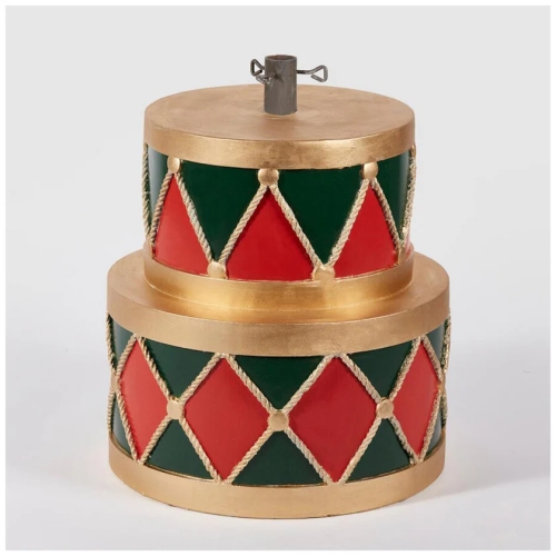 Підставка під ялинку Барабани червоно-зелена висота 49см, Enzo De Gasperi (EDG Italy) 74106 / Новорічний декор № 2