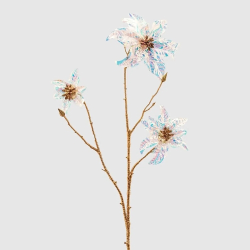 Декор різдвяна зірка з 3 квітами золотиста висота 70см, Enzo De Gasperi (EDG Italy) 82293 / Новорічний декор № 2