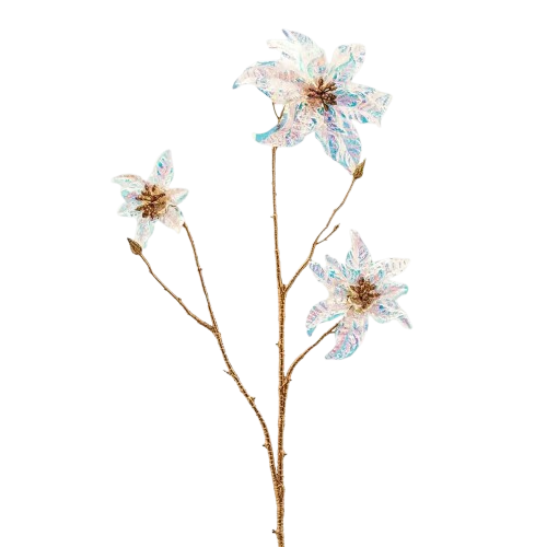 Декор різдвяна зірка з 3 квітами золотиста висота 70см, Enzo De Gasperi (EDG Italy) 82293 / Новорічний декор