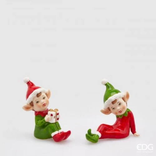 Декор новорічний Ельф порцеляновий висота 8см в асортименті, Enzo De Gasperi (EDG Italy) 92100 / Новорічний декор № 2