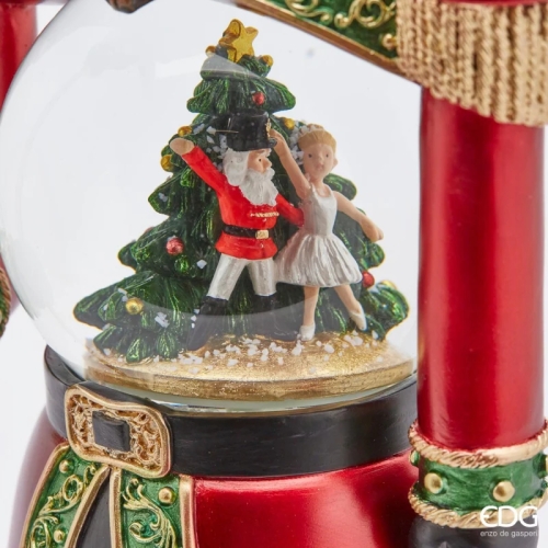 Декор різдвяний солдатик зі сніговою кулею світлодіодний висота 50см, Enzo De Gasperi (EDG Italy) 00478 / Новорічний декор № 2