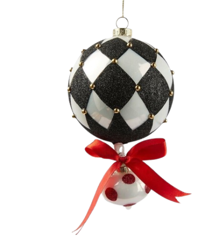 Куля новорічна ялинкова Геометрія чорно-біла діаметр 10см, Enzo De Gasperi (EDG Italy) 84201 / Новорічний декор