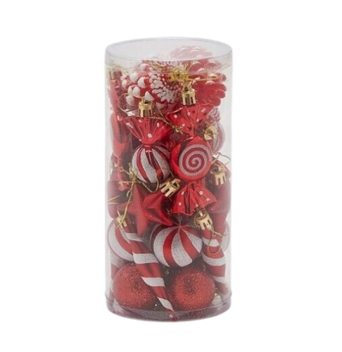 Набір ялинкових прикрас червоно-білих 28шт, Enzo De Gasperi (EDG Italy) 22217 / Новорічний декор