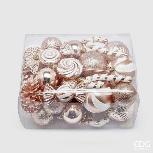 Набір ялинкових прикрас рожево-золотих 36шт, Enzo De Gasperi (EDG Italy) 24921 / Новорічний декор № 2