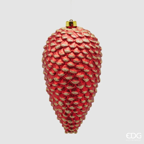 Куля новорічна ялинкова Шишка червона висота 25см, Enzo De Gasperi (EDG Italy) 23167 / Новорічний декор № 2