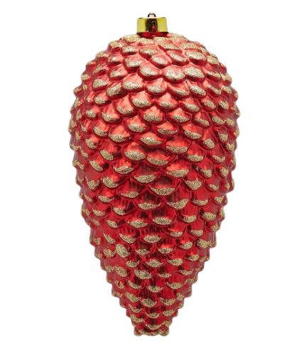Куля новорічна ялинкова Шишка червона висота 25см, Enzo De Gasperi (EDG Italy) 23167 / Новорічний декор