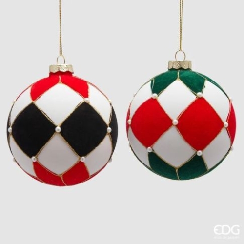 Куля новорічна ялинкова Іскри свята чорно-біла діаметр 10см в асортименті, Enzo De Gasperi (EDG Italy) 48245 / Новорічний декор № 2