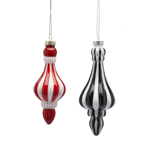 Ялинкова прикраса Бурулька чорно-біла висота 14см в асортименті, Enzo De Gasperi (EDG Italy) 48528 / Новорічний декор № 2