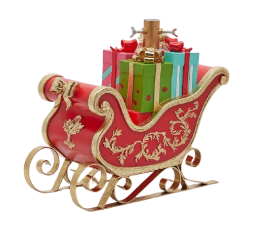 Підставка під ялинку Санчата з подарунками червоно-зелена висота 39см, Enzo De Gasperi (EDG Italy) 59326 / Новорічний декор