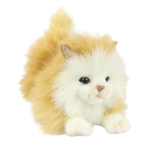 Мягкая игрушка Котенок коричнево-белый, лежащий, L. 25см, HANSA (8232) / Мягкие игрушки