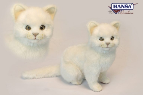 Plush Toy White kitten, sitting length 32cm, Hansa (6433) / Plush Toys № 2