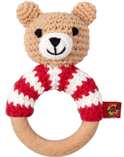 Knitted teddy ring rattle, Baby Charm series, Die Spiegelburg (68771) / Rattles