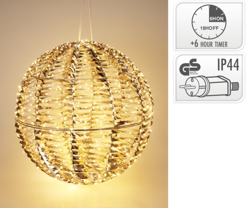 Куля золота новорічна 50см з LED підсвіткою (960 вогників), Koopman (06324) / Новорічний декор № 2