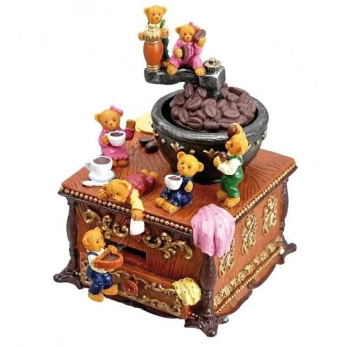 Music box in the shape of a coffee grinder with bears, Musicboxworld (42986) / Souvenirs and Decorations