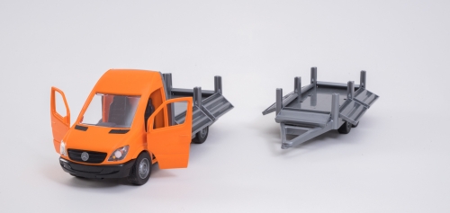 Car Mercedes-Benz Sprinter flatbed with trailer (orange), Tigres (96672) / Toy Transport № 5 Kids Republic Car Mercedes-Benz Sprinter flatbed with trailer (orange), Tigres (96672) / Toy Transport № 5