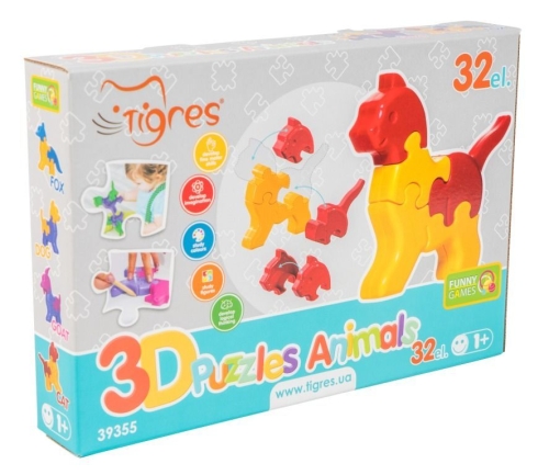 Educational toy: 3D puzzles - Animals (4 pcs.) - 32 el. (93558) / Puzzle № 4 Kids Republic Educational toy: 3D puzzles - Animals (4 pcs.) - 32 el. (93558) / Puzzle № 4