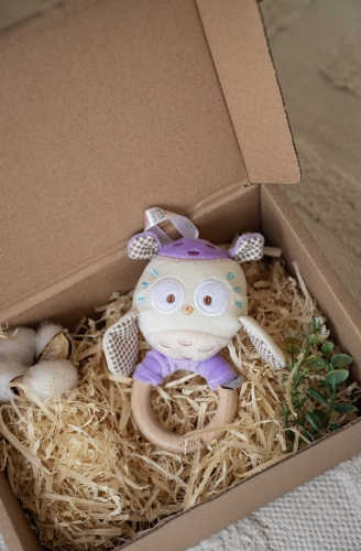 Toy - a rattle with a wooden rodent owl Mia, ELFIKI (04876) / Rattles № 3 Kids Republic Toy - a rattle with a wooden rodent owl Mia, ELFIKI (04876) / Rattles № 3