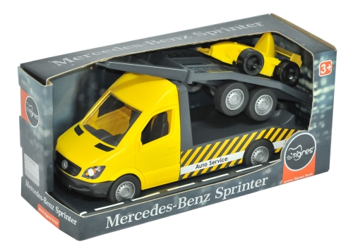 Игрушка Автомобиль Mercedes-Benz Sprinter эвакуатор с лафетом (желтый), Tigres (97419) / Игрушечный транспорт Kids Republic Игрушка Автомобиль Mercedes-Benz Sprinter эвакуатор с лафетом (желтый), Tigres (97419) / Игрушечный транспорт